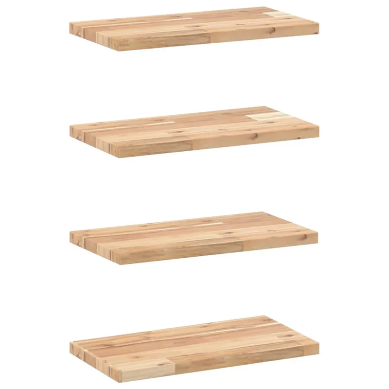 vidaXL Ράφια Πλωτά 4 τεμ. 60x20x2 εκ. από Μασίφ Ξύλο Ακακίας χωρίς Επεξεργασία