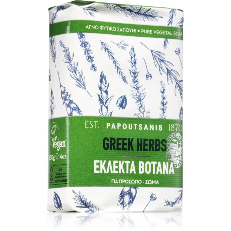 PAPOUTSANIS Greek Herbs Μπάρα σαπουνιού 150 γρ