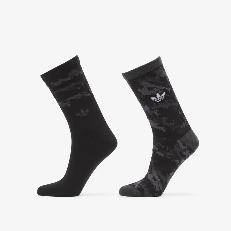 adidas Camo Crew Sock 2-Pack Carbon/ Black L
