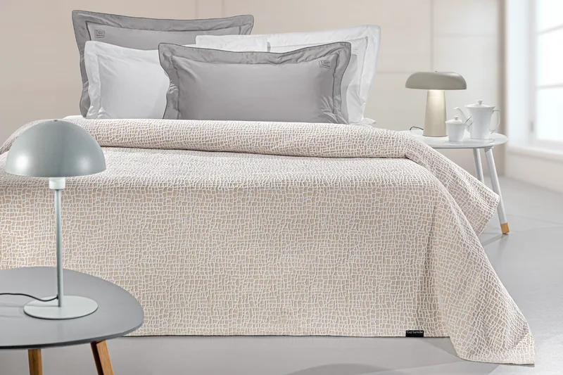 Κουβέρτα Βαμβακερή King 260x250εκ. 2 Όψεων Luna Natural Guy Laroche (Ύφασμα: Βαμβάκι 100%, Μέγεθος: King Size, Χρώμα: Natural) - Guy Laroche - 5206480703300