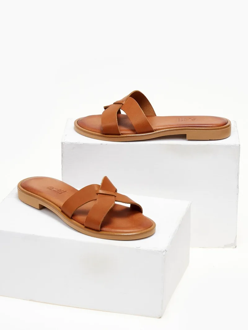Estil Leather Sandals Criss-cross Strap - 1004 - Tan