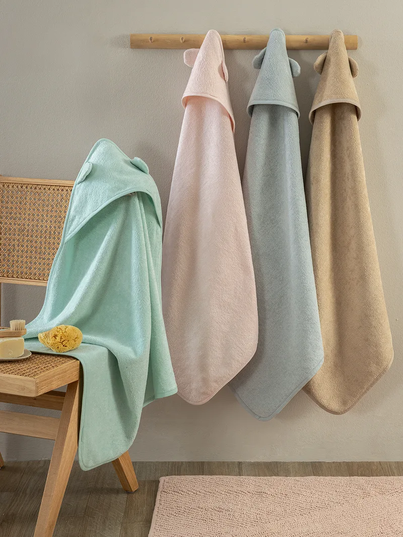Σετ Μπουρνουζοπετσέτες Με Κουκούλα Baby Bath 75x75 ROBIN (2) GREY - Palamaiki