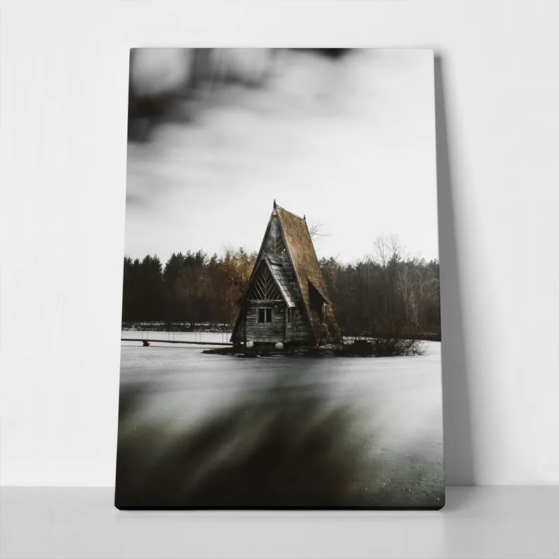 Πίνακας σε Καμβά RUSTIC FARMHOUSE LAKE CABIN