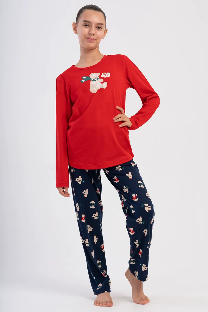Vienetta Kids Εφηβική χειμερινή βαμβακερή πυτζάμα για κοριτσιά (7-14ετών)-503061a