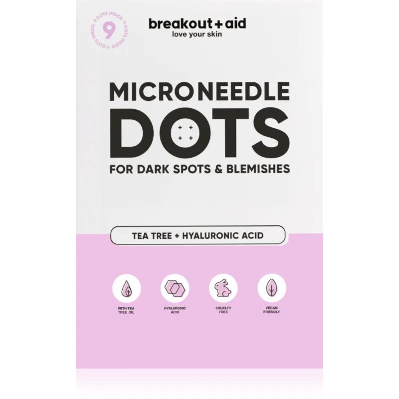 breakout + aid Microneedle Dots τοπική φροντίδα με μικροβελόνες για μαύρα στίγματα μετά την ακμή 9 τμχ