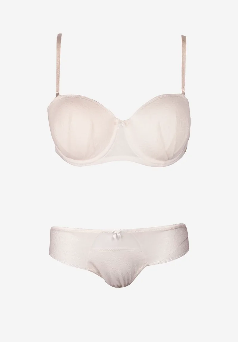 Σετ σουτιέν μπαλκονέ Strapless με Brazil 8051-Εκρού