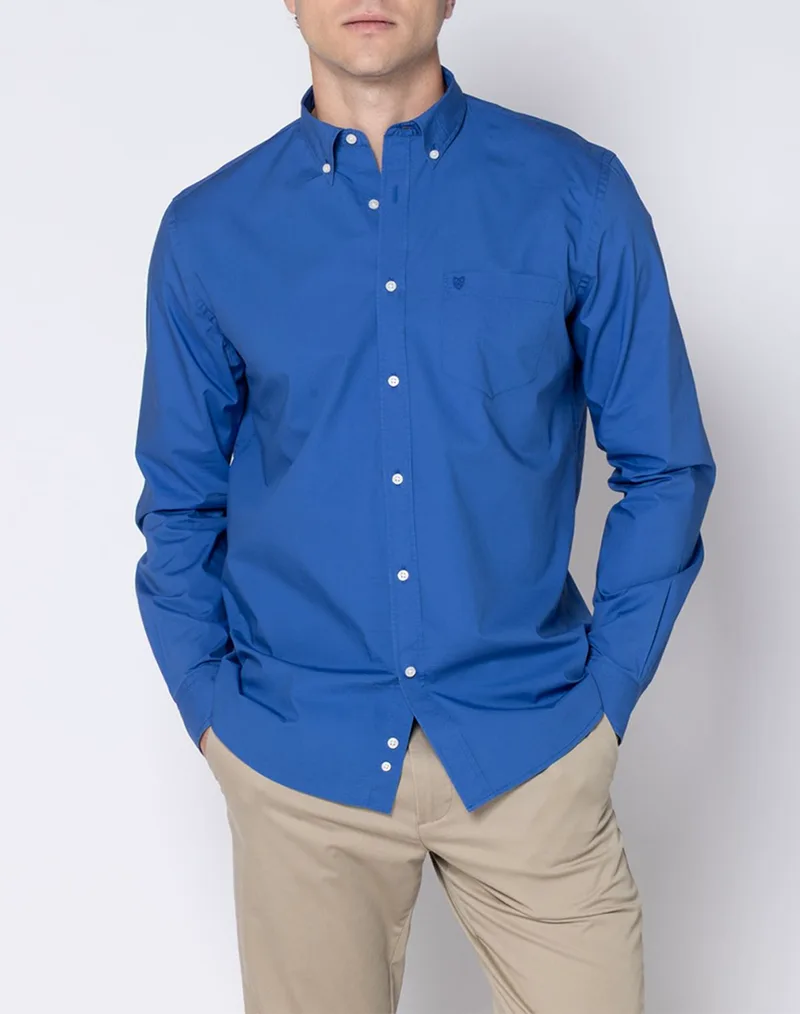 THE BOSTONIANS ΠΟΥΚΑΜΙΣΟ ΠΟΠΛΙΝΑ REGULAR FIT Plain POPLIN Button-down Regular Fit 3AAP2062-ROYAL RoyalBlue