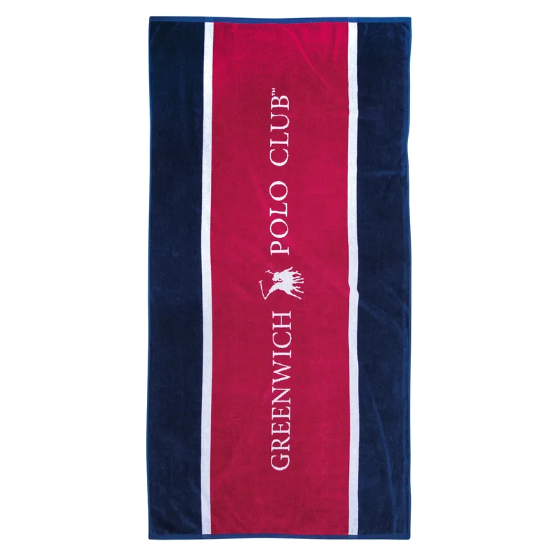 Greenwich polo club πετσετα θαλασσησ 90χ180 3864 κοκκινο, λευκο, μπλε