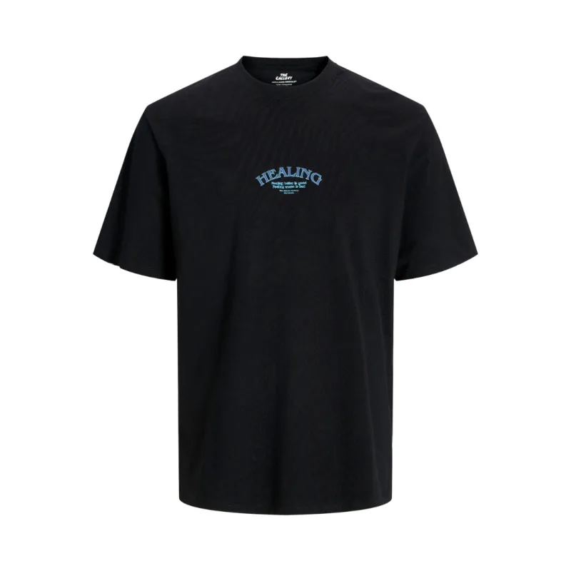 Jack & Jones "Oracle" T-shirt σε Plus fit γραμμή,με μεταξοτυπία - Black