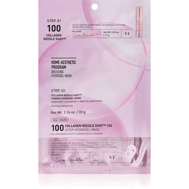 VT Cosmetics Collagen Reedle Shot 100 2Step Hydrogel Mask εντατική μάσκα υδρογέλης με ανθεκτικά αποτελέσματα 34.5 γρ