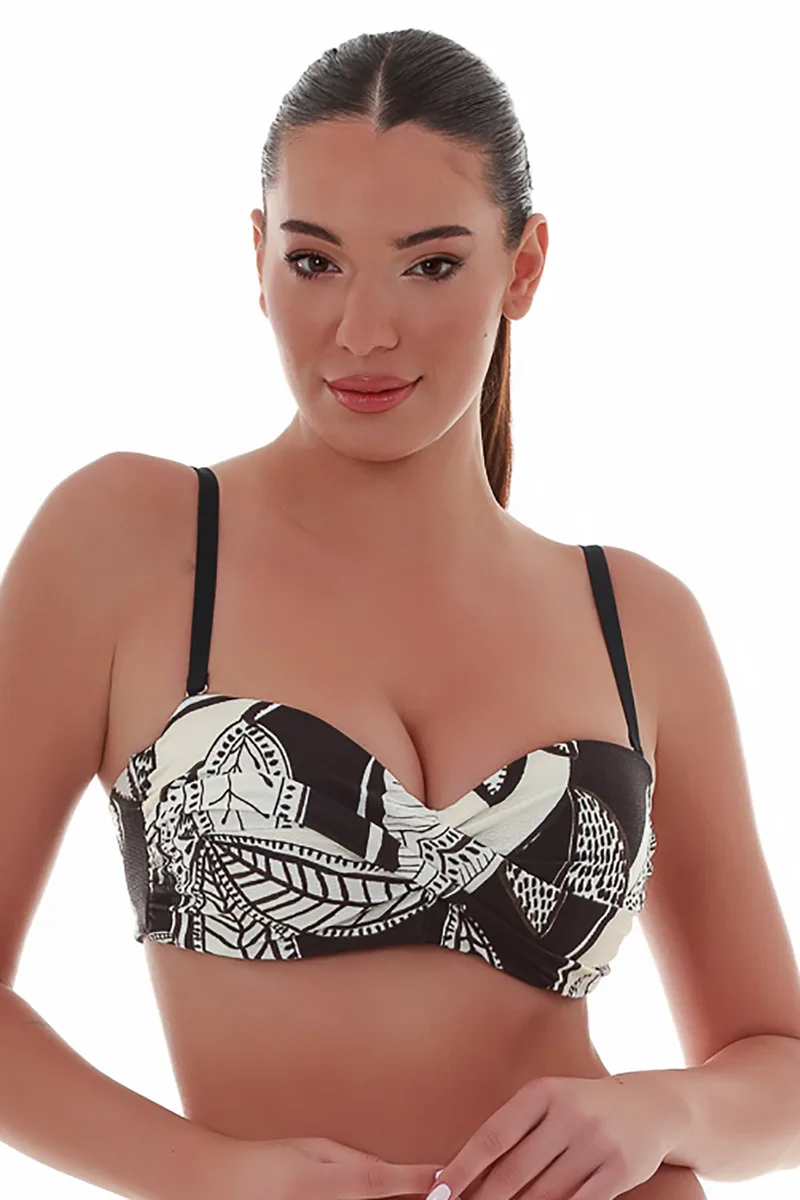 Bluepoint γυναικείο μαγιό bikini top στράπλες με μεταλλικό κούμπωμα "Chic Escape" (D Cup)-25066062D-02