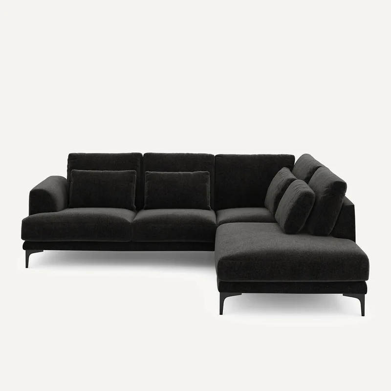 Γωνιακός καναπές δεξιός από βελούδινο chenille Μ222xΠ258xΥ83cm