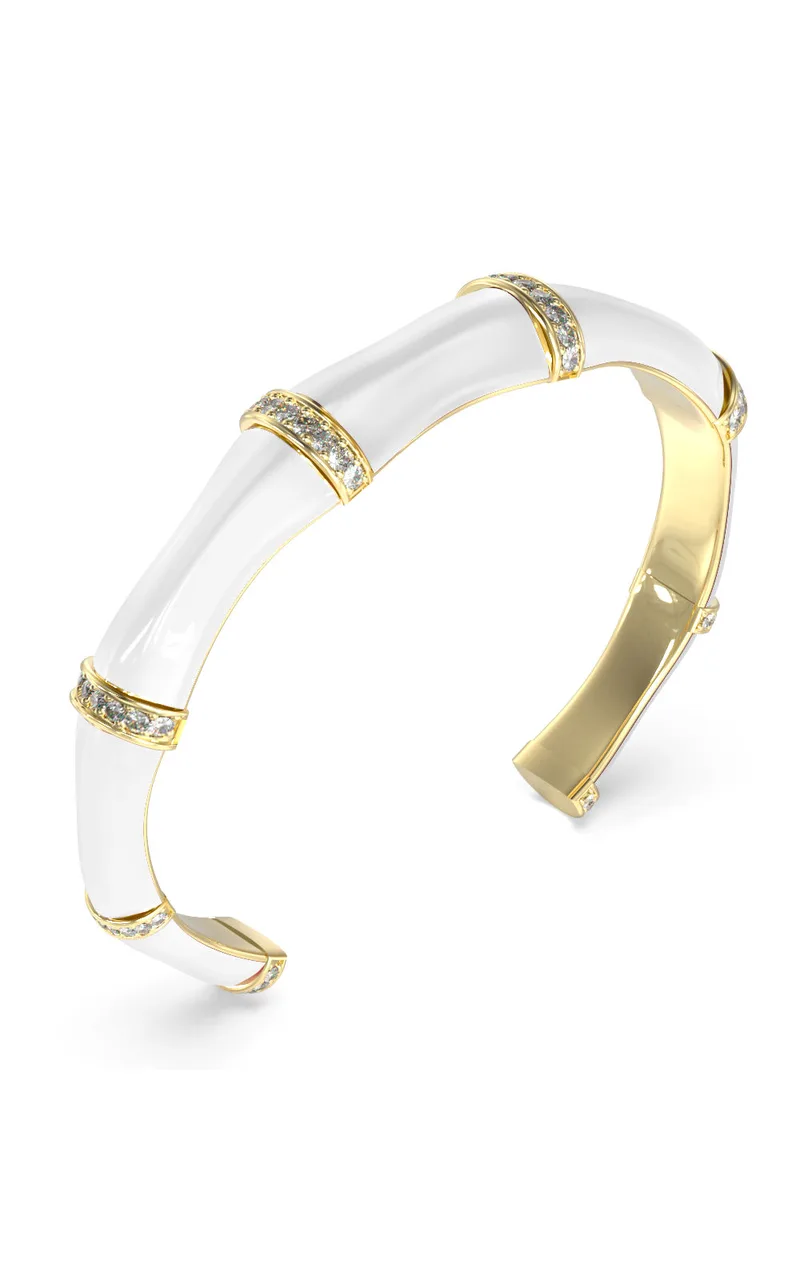 GUESS STEEL BAMBOO JUBB05157JWYGWHL Χειροπέδα Δίχρωμη Με Πέτρες