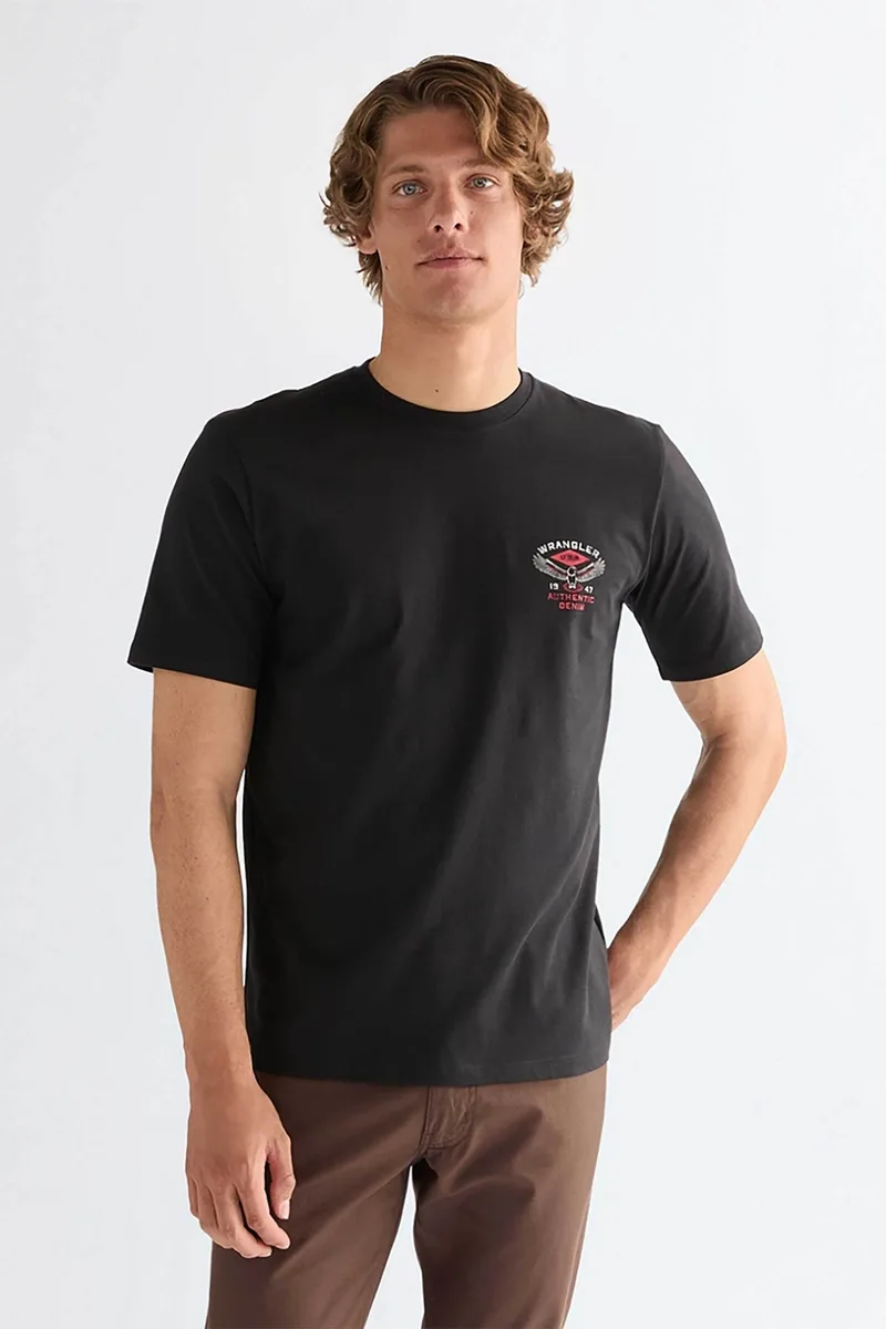 Wrangler® ανδρικό T-shirt με print Regular Fit "Small Americana" - 112377982 Μαύρο