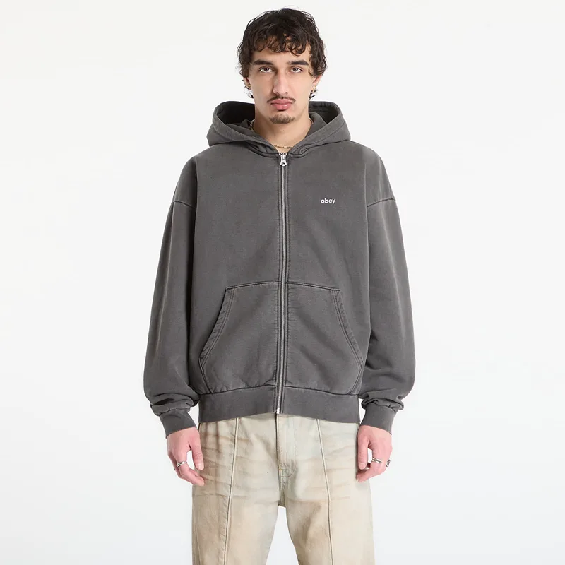 Φούτερ OBEY Lowercase Pigment Zip Hood Pigment Digital Black M
