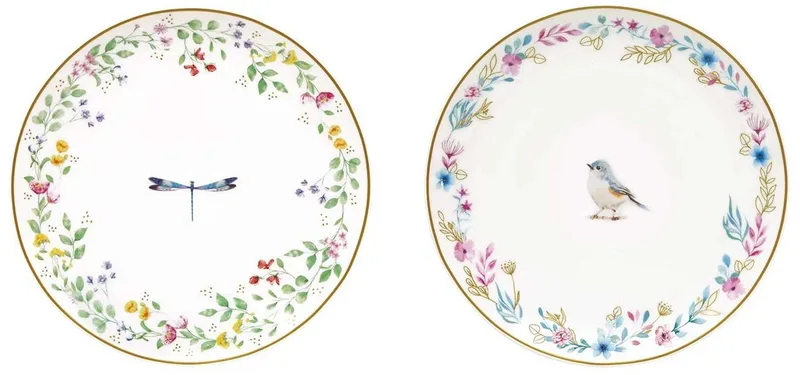 R2S Πιάτο Γλυκού Σετ 2Τμχ. Πορσελάνης Fancy Garden Love Bird 16cm