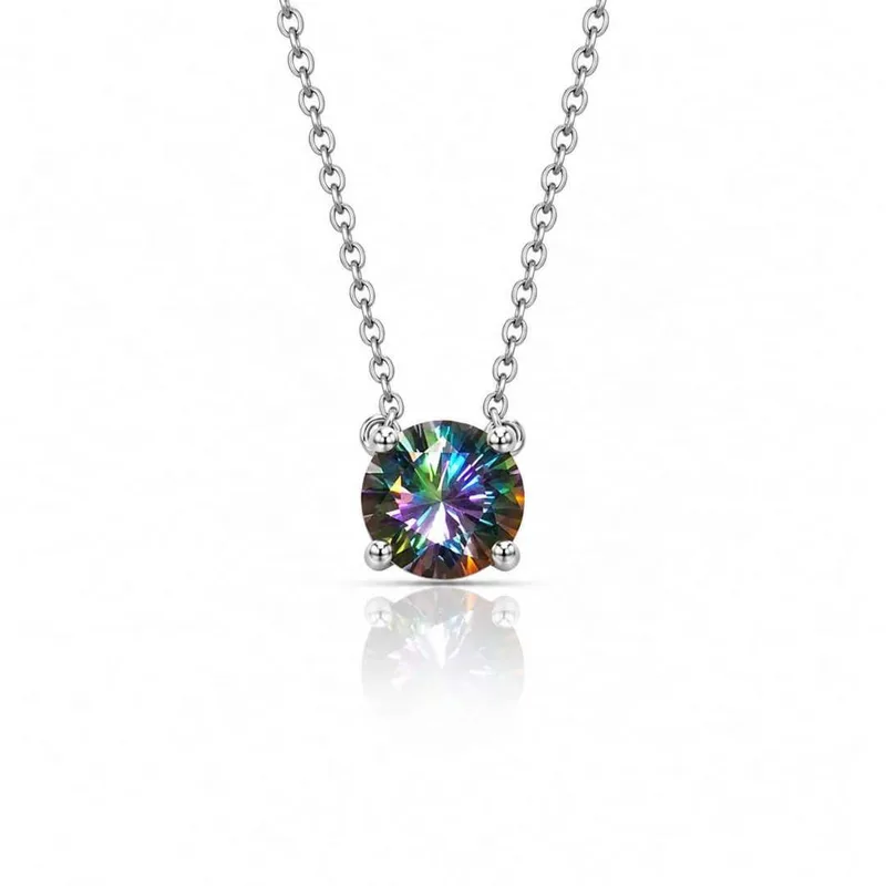 Ασημένιο Κολιέ 925 με Multicolor Moissanite 2ct και GRA
