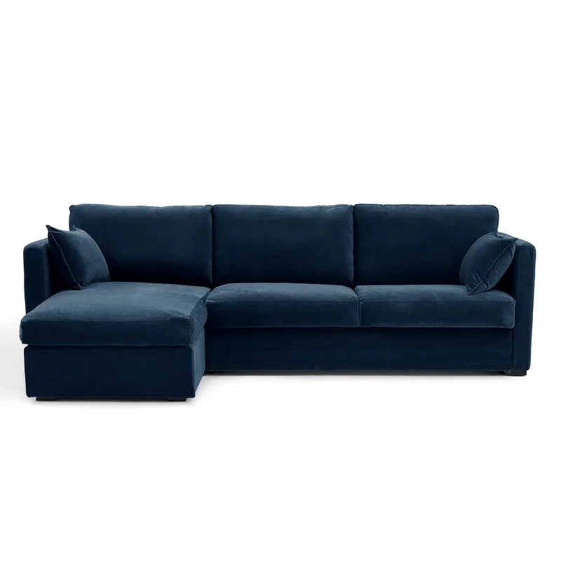 Γωνιακός καναπές από βελούδο Μ180xΠ290xΥ85cm