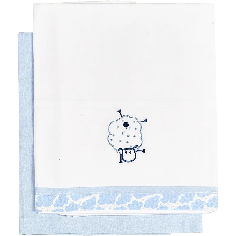 Σεντόνια Λίκνου Σετ Κόσμος Μωρού Sheep Blue