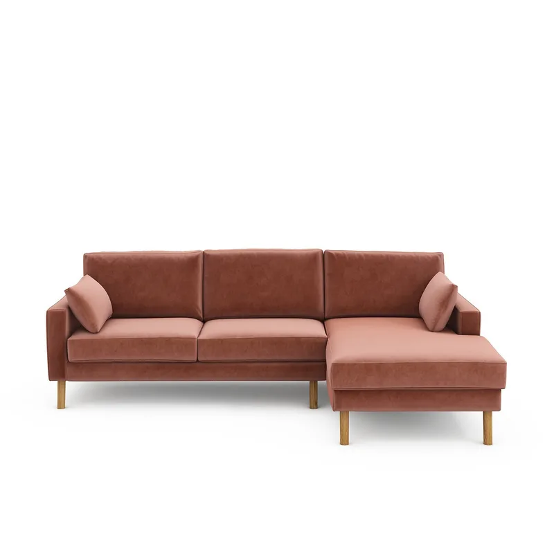 Γωνιακός καναπές από βελούδο Μ165xΠ265xΥ86cm