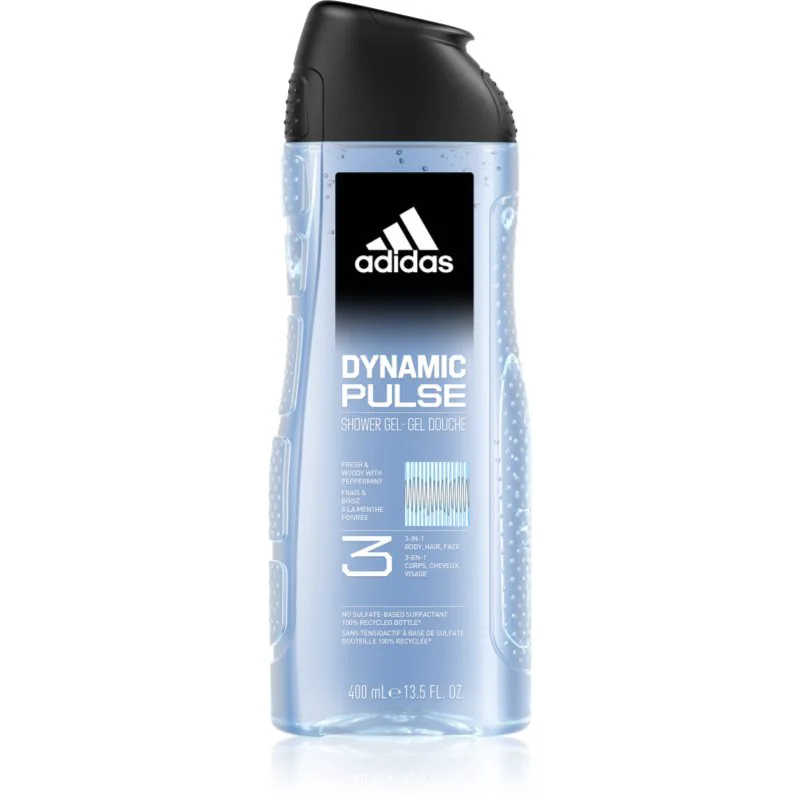 Adidas Dynamic Pulse τζελ για ντους για πρόσωπο, σώμα και μαλλιά 3 σε 1 400 ml