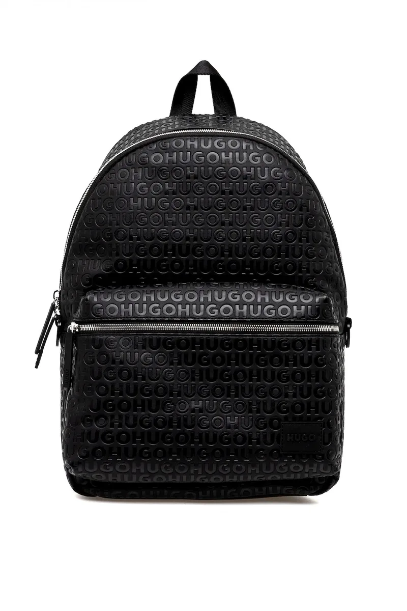 HUGO ΤΣΑΝΤΑ BACKPACK ETHON2.0HI_M_BACKP ALL OVER LOGO ΜΑΥΡΟ
