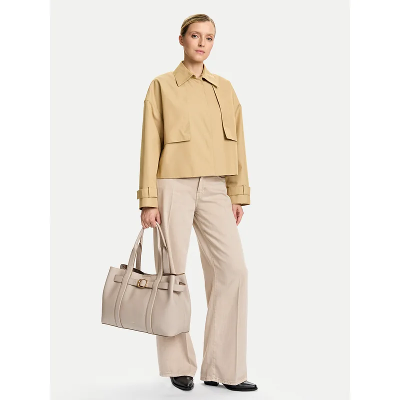 Τσάντα Calvin Klein Buckle Medium Tote LV04F3294G Εκρού