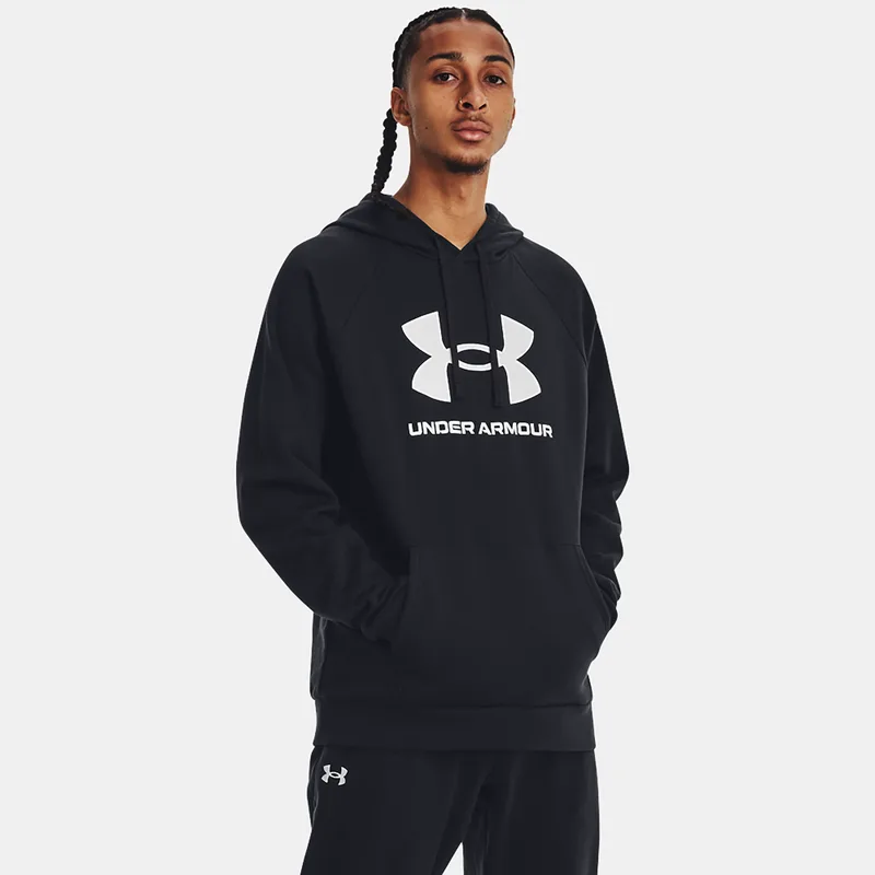 UNDER ARMOUR RIVAL FLEECE LOGO HOODIE ΜΑΥΡΟ