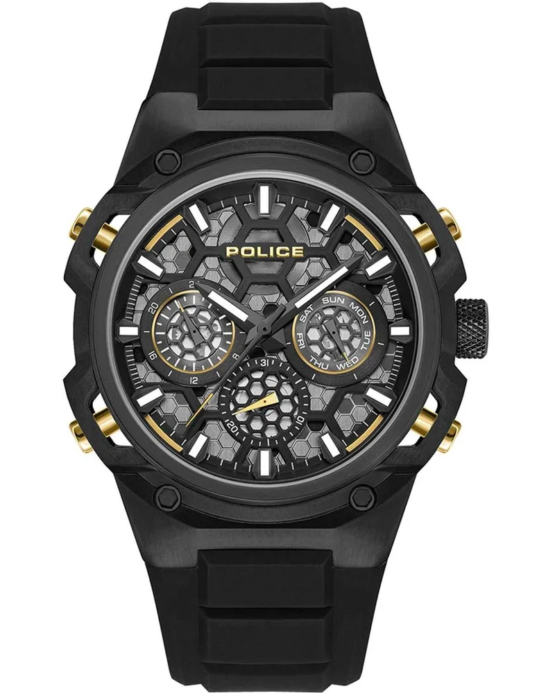 POLICE Challenger - PEWGQ0071901, Black case with Black Rubber Strap