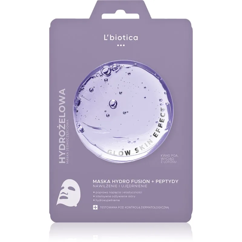 L’biotica PGA Hydro Fusion + Peptides εντατική μάσκα υδρογέλης για ενοποίηση τόνου της απόχρωσης δέρματος 1 τμχ