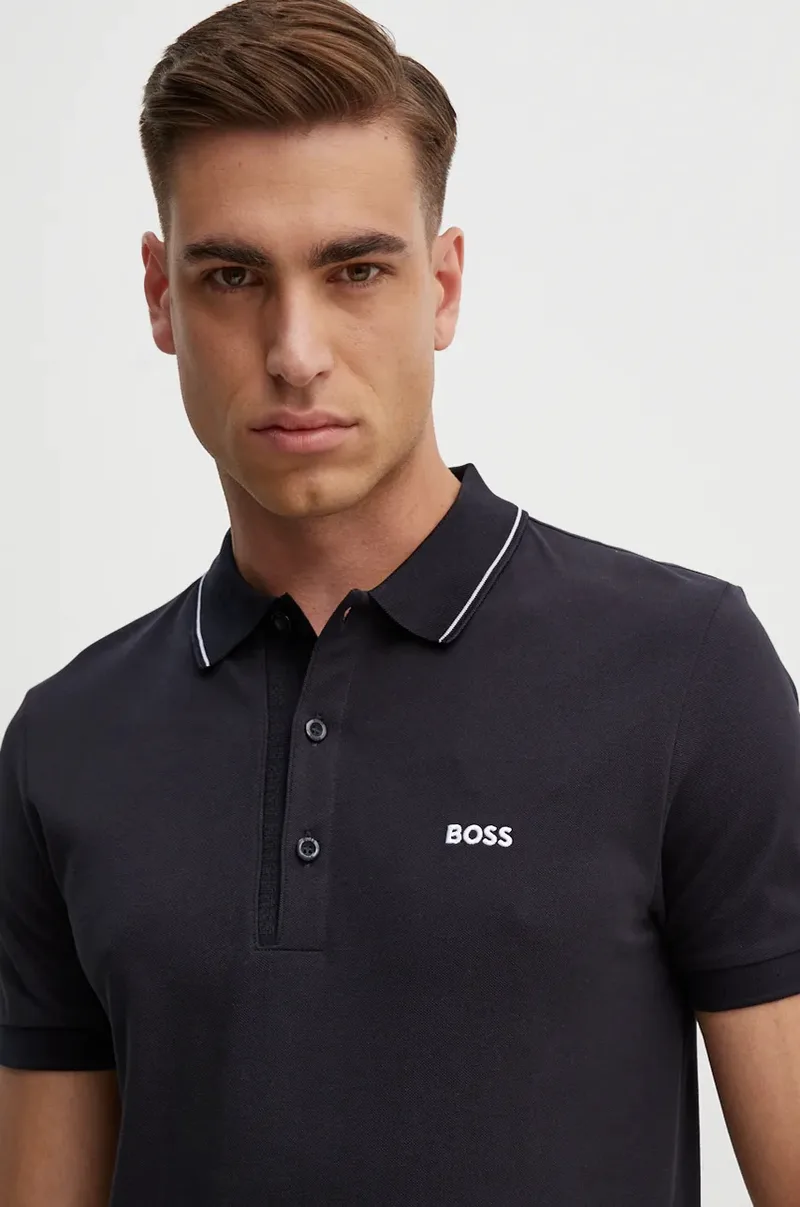 Βαμβακερό μπλουζάκι πόλο Boss Green Kenno