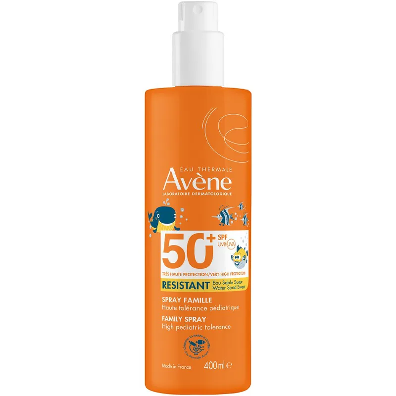 Avene Resistant Spf50+ Family Spray Παιδικό Αντηλιακό Σπρέι Πολύ Υψηλής Προστασίας για Ευαίσθητο Δέρμα με Τριπλή Αντίσταση στο Νερό, την Άμμο & τον Ιδρώτα 400ml