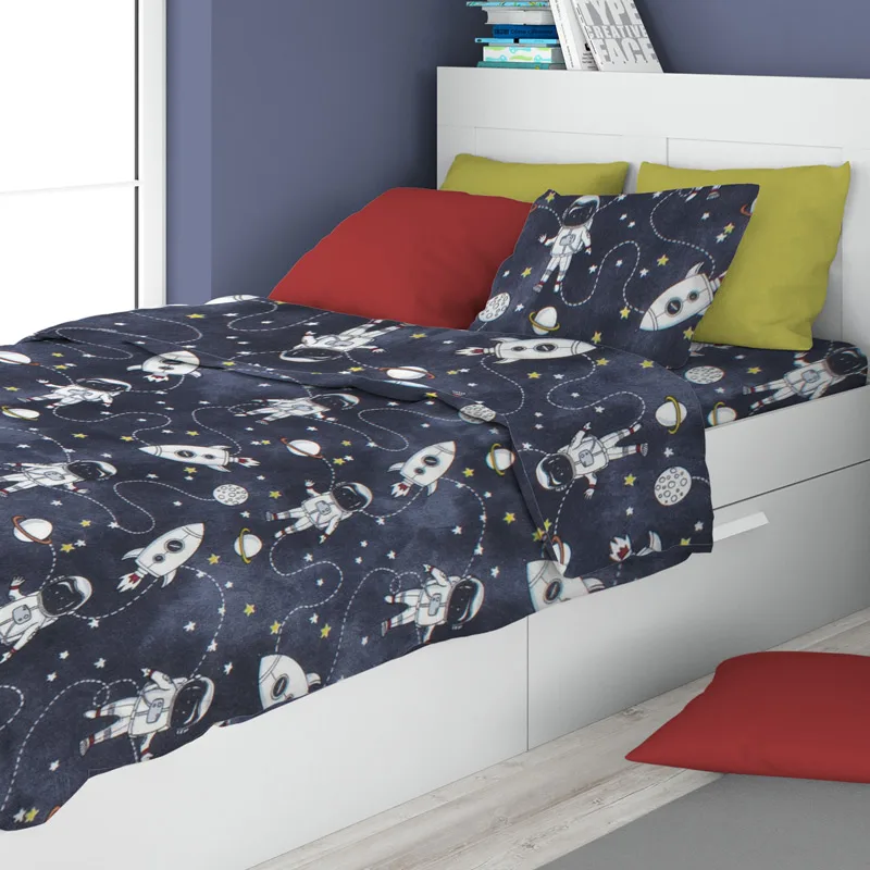 Φανελένια Σεντόνια Μονά Σετ Dimcol Galaxy Travel 90 Blue 160x240