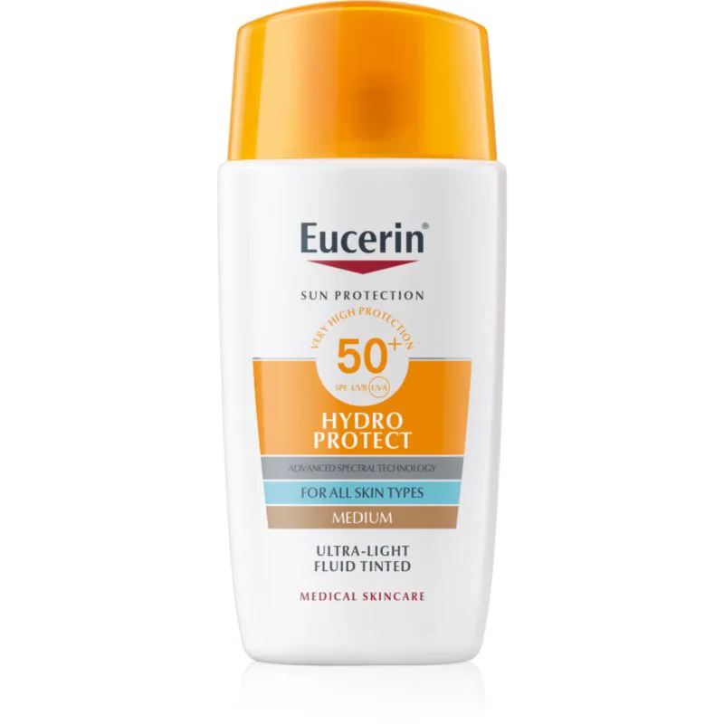 Eucerin Sun Hydro Protect αντηλιακό υγρό με χρώμα SPF 50+ απόχρωση Medium 50 ml