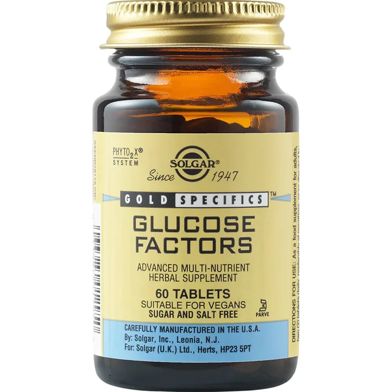 Solgar Glucose Factors Συμπλήρωμα Διατροφής Εκχυλίσματος Φυτών, Βιταμινών & Μετάλλων για τη Ρύθμιση Υγιών Επιπέδων Γλυκόζης στο Αίμα 60tabs