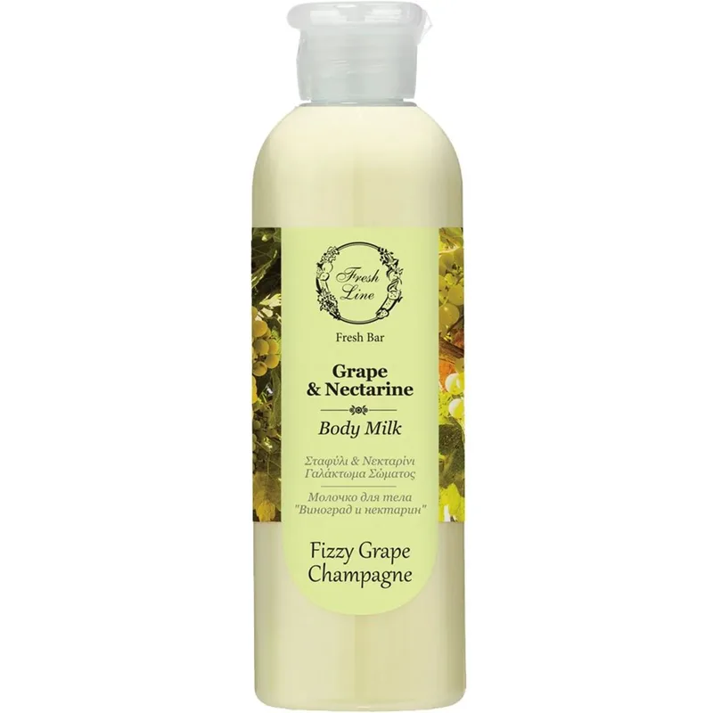 Fresh Line Fresh Bar Grape & Nectarine Body Milk Δροσερό & Απολαυστικό Γαλάκτωμα Σώματος Φυσικής Σύνθεσης με Σταφύλι & Νεκταρίνι 200ml - Fizzy Grape Champagne