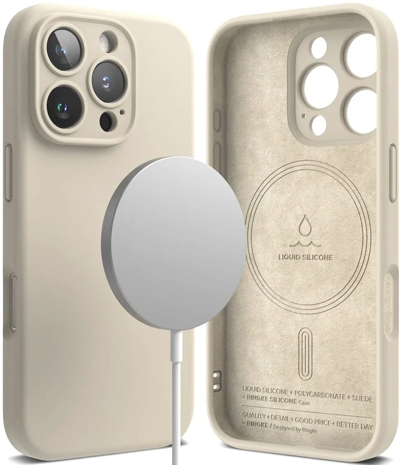 Ανθεκτική MagSafe Θήκη Σιλικόνης - Apple iPhone 16 Pro - Ringke Silicone Magnetic - Stone (8809961789984)