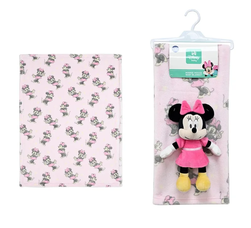 Λούτρινο Disney Home Σετ 2 Τεμ- bebe Minnie 30 Ύψος 25 cm & Κουβέρτα Coral Fleece 75x100 cm Pink-Blacke