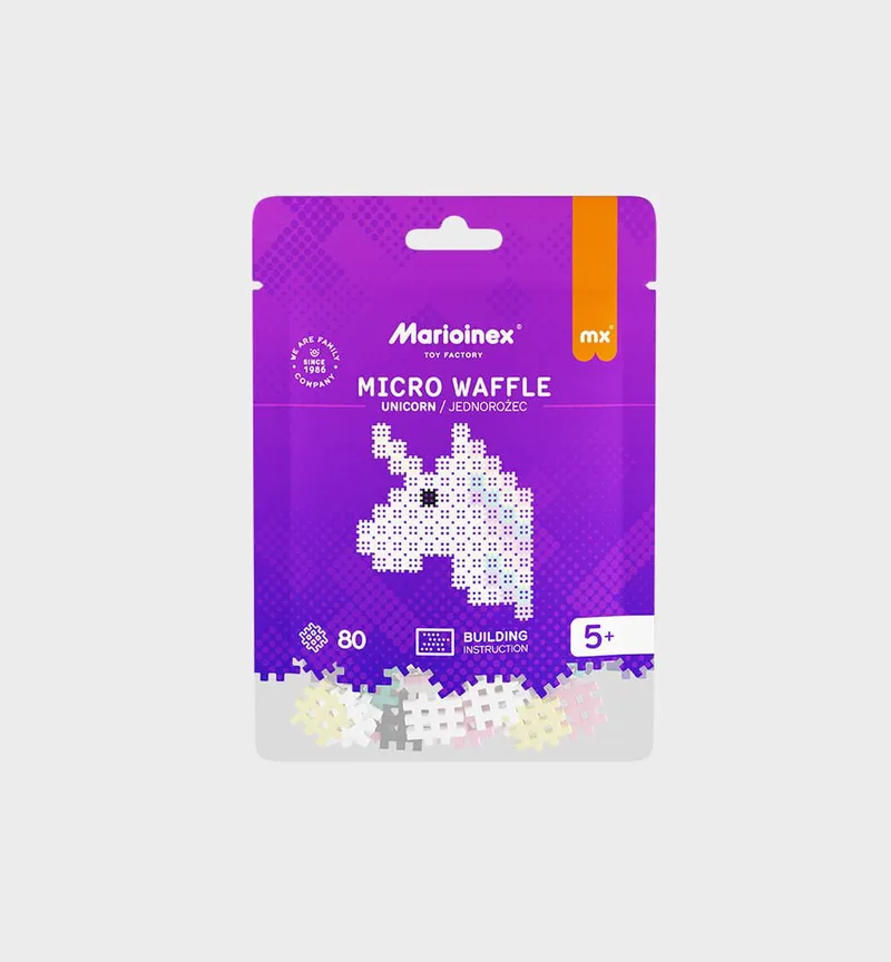 Παιχνίδι με τουβλάκια Marioinex Micro Waffle - Unicorn (80 τμχ.)