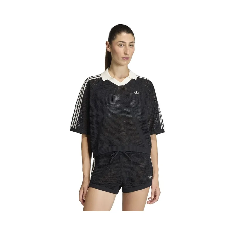 T-shirt με κοντά μανίκια adidas Knitted Crochet Polo KC6491