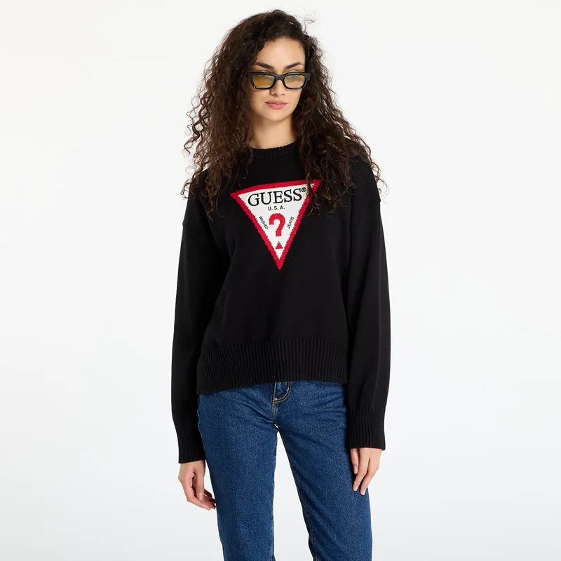 Πουλόβερ Guess Jeans Ls Cn Big Triangl Black M