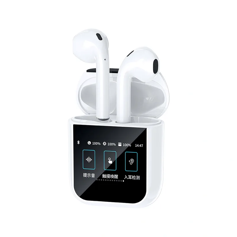 WiWU TWS LCD Touch Screen Wireless Earbuds White (T24)