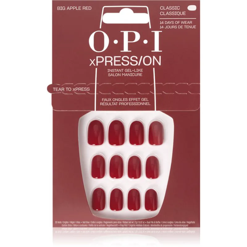OPI xPRESS/ON Ψεύτικα νύχια Big Apple Red 30 τμχ
