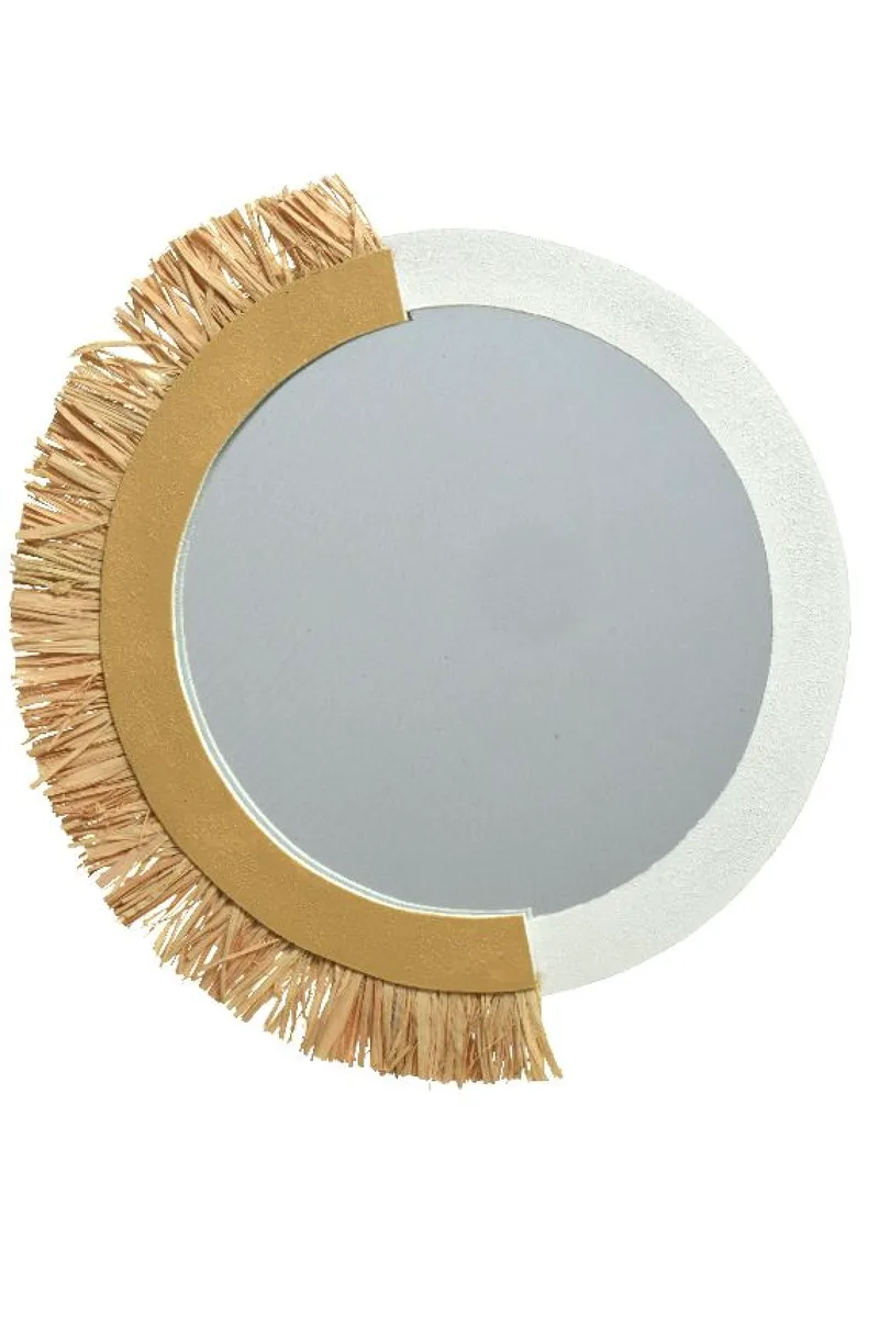 Καθρεπτης Ξυλινος Με Ινες Ραφιες 38x1.5x41.5cm Μπεζ Kaeming