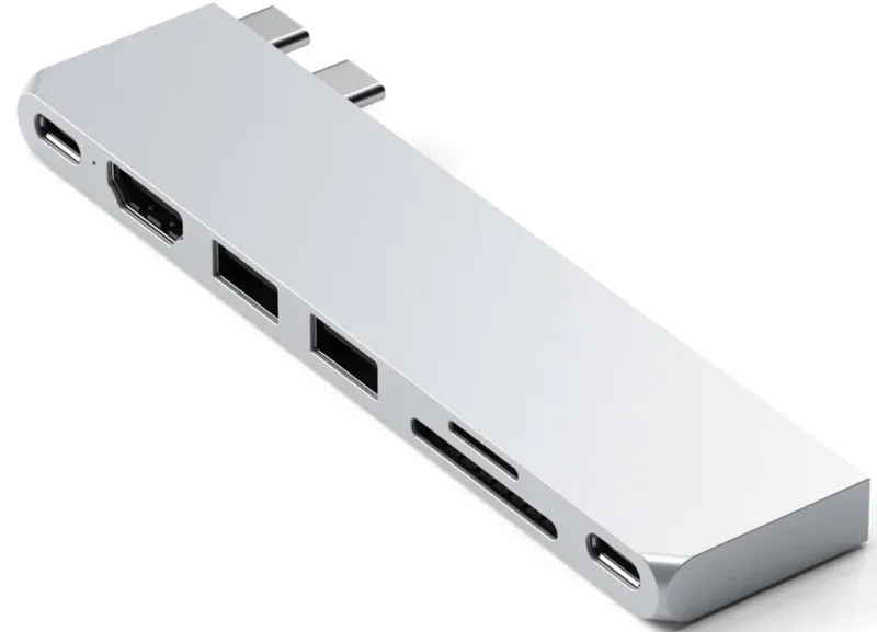 Satechi Type-C Pro Hub Slim Αντάπτορας για MacBook με 1 x USB4 / 1 x 4K HDMI / 1 x Type-C 10Gbps / 2 x USB-A 10Gbps / 1 x SD & MicroSD - Silver (ST-HUCPHSS)