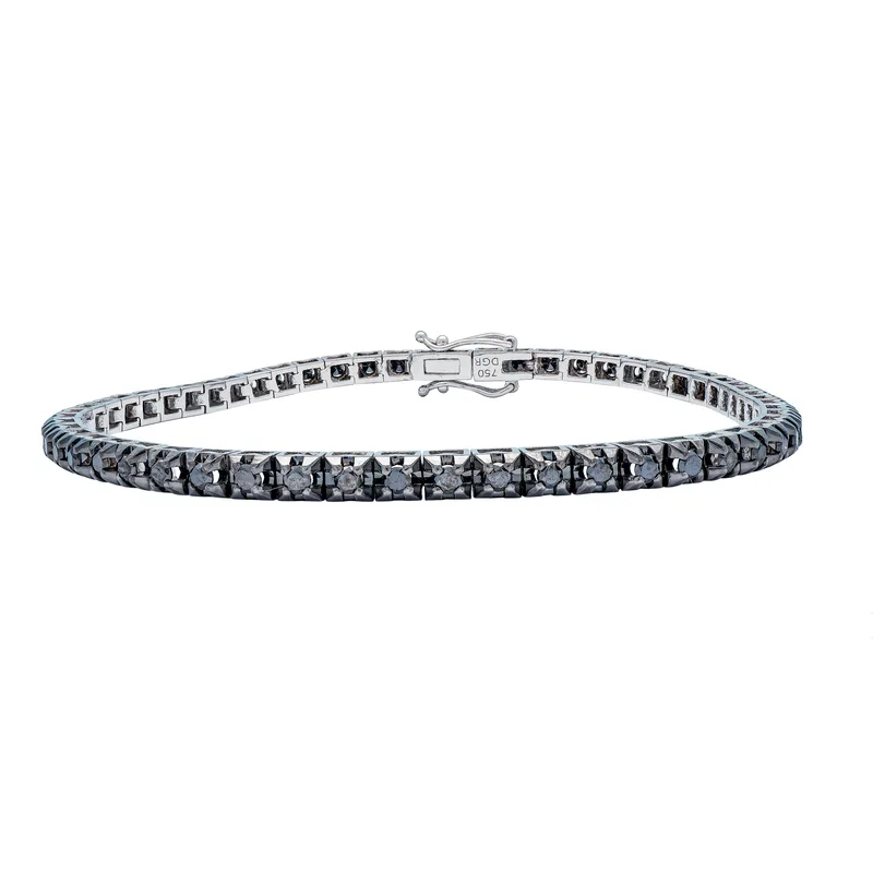 Diamond Group Βραχιόλι με Mαύρο Διαμάντια Brilliant από Λευκό Χρυσό 18 Καρατίων VR1339