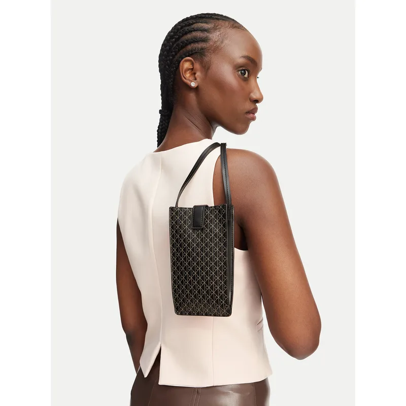 Τσαντάκι Κινητού Calvin Klein Emblem Aop Phone Crossbody LV04F1115G Μαύρο