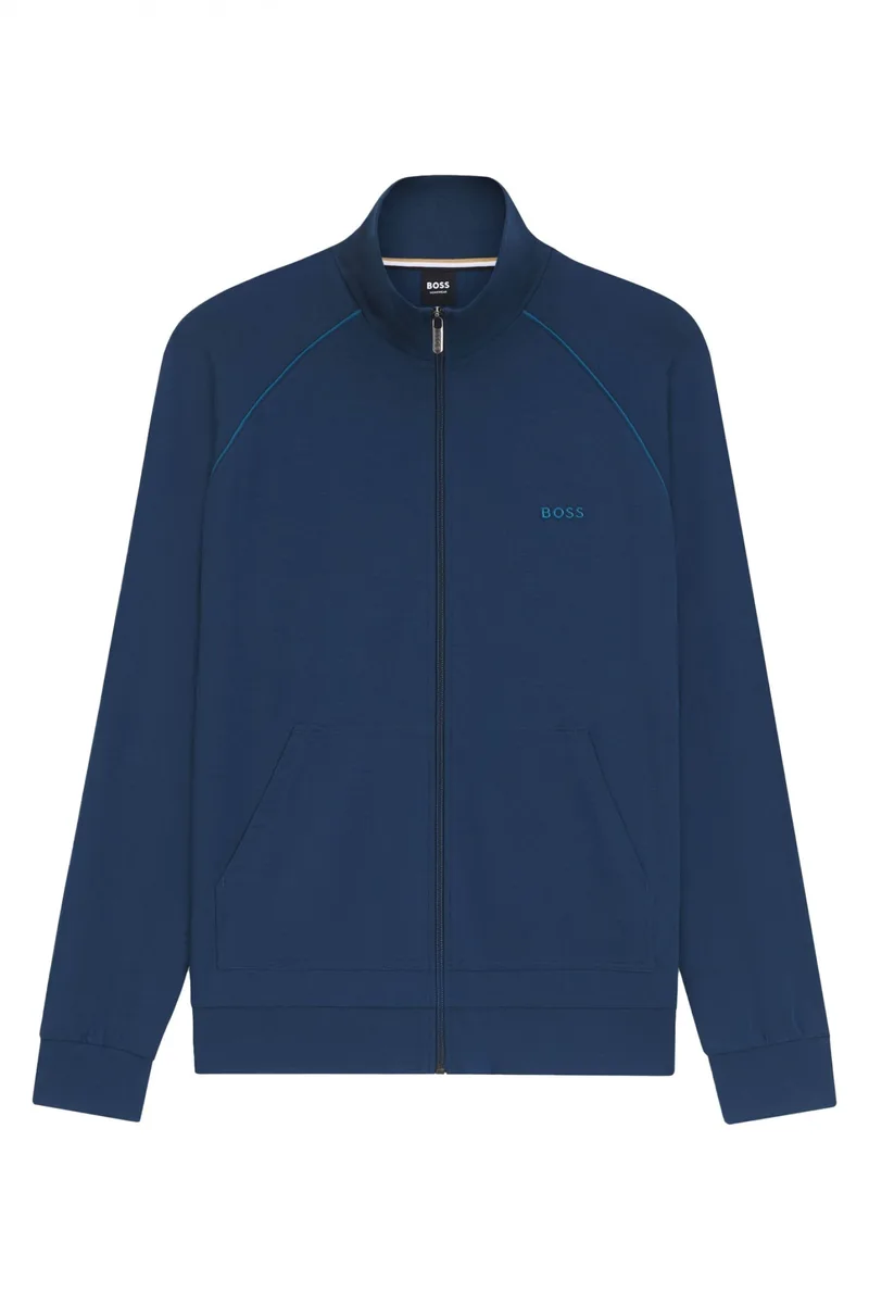 BOSS HOMEWEAR ΦΟΥΤΕΡ ZIPHOOD MIXMATCH JACKET Z ΡΑΦ ΜΠΛΕ
