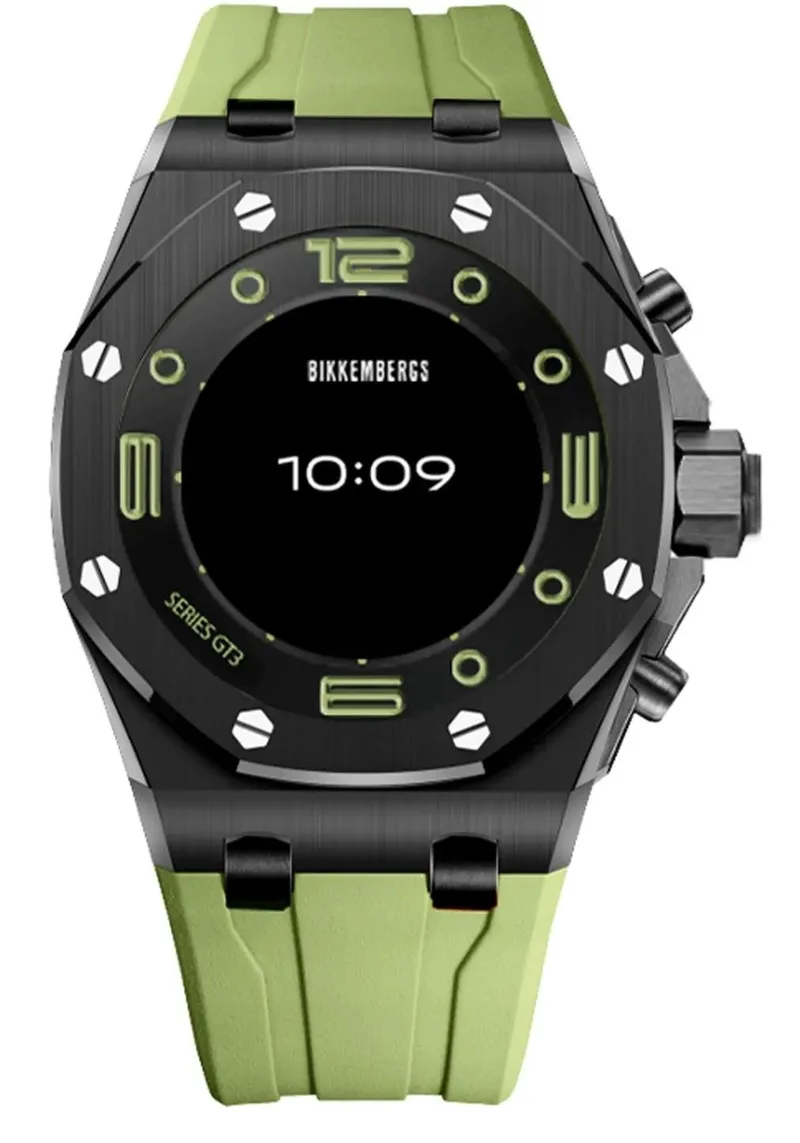 BIKKEMBERGS Smartwatch - BK-GT304 Black case with Khaki Rubber Strap
