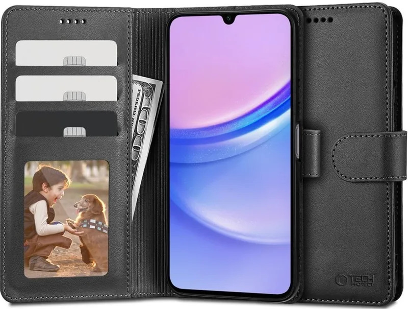 Θήκη Πορτοφόλι Samsung Galaxy A15 - Tech-Protect Wallet - Black (5906203690121)